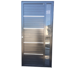 Porta de Alumínio Preto Lambri Simples 210x100 C/ Puxador e Vidro - 2