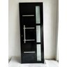 Porta de Alumínio Preto Lambri Simples 210x100 C/ Puxador e Vidro - 3