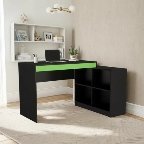 Mesa para Computador Gamer com Nichos B24 Preto/Verde Nova Mobile