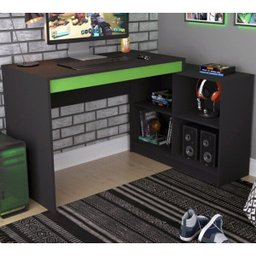 Mesa para Computador Gamer com Nichos B24 Preto Verde Nova Mobile - 1