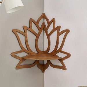 Prateleira Lotus Decorativa Canto de Parede Autocolante em Mdf