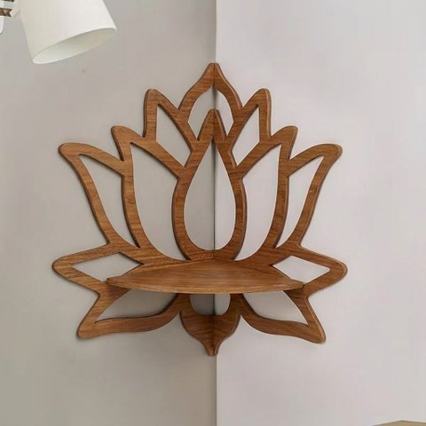 Prateleira Lotus Decorativa Canto de Parede Autocolante em Mdf