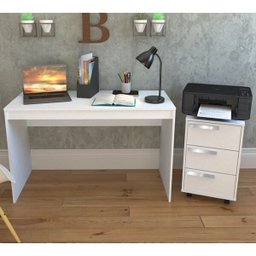 Conjunto Mesa Escrivaninha e Gaveteiro Gamer B29 Branco Nova Mobile - 1