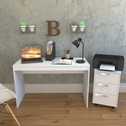 Conjunto Mesa Escrivaninha e Gaveteiro Gamer B29 Branco Nova Mobile - 6