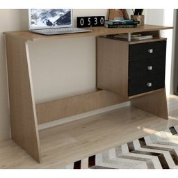 Escrivaninha para Computador 3 Gavetas Maceió B36 Mel Preto Nova Mobile - 1