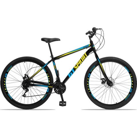 Bicicleta Aro 29 GT SPRINT MX1 21v Garfo Rígido:PRETO/AMARELO/17