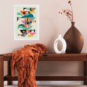 Ver imagem 1 de Quadro Arte Cardume de Peixes Abstrato Colorido 45x34cm:moldura Branca