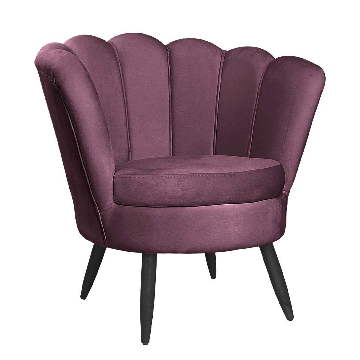 Poltrona Pétala Moderna Luxo Cor Roxo Pé Palito Preto Salão - 2