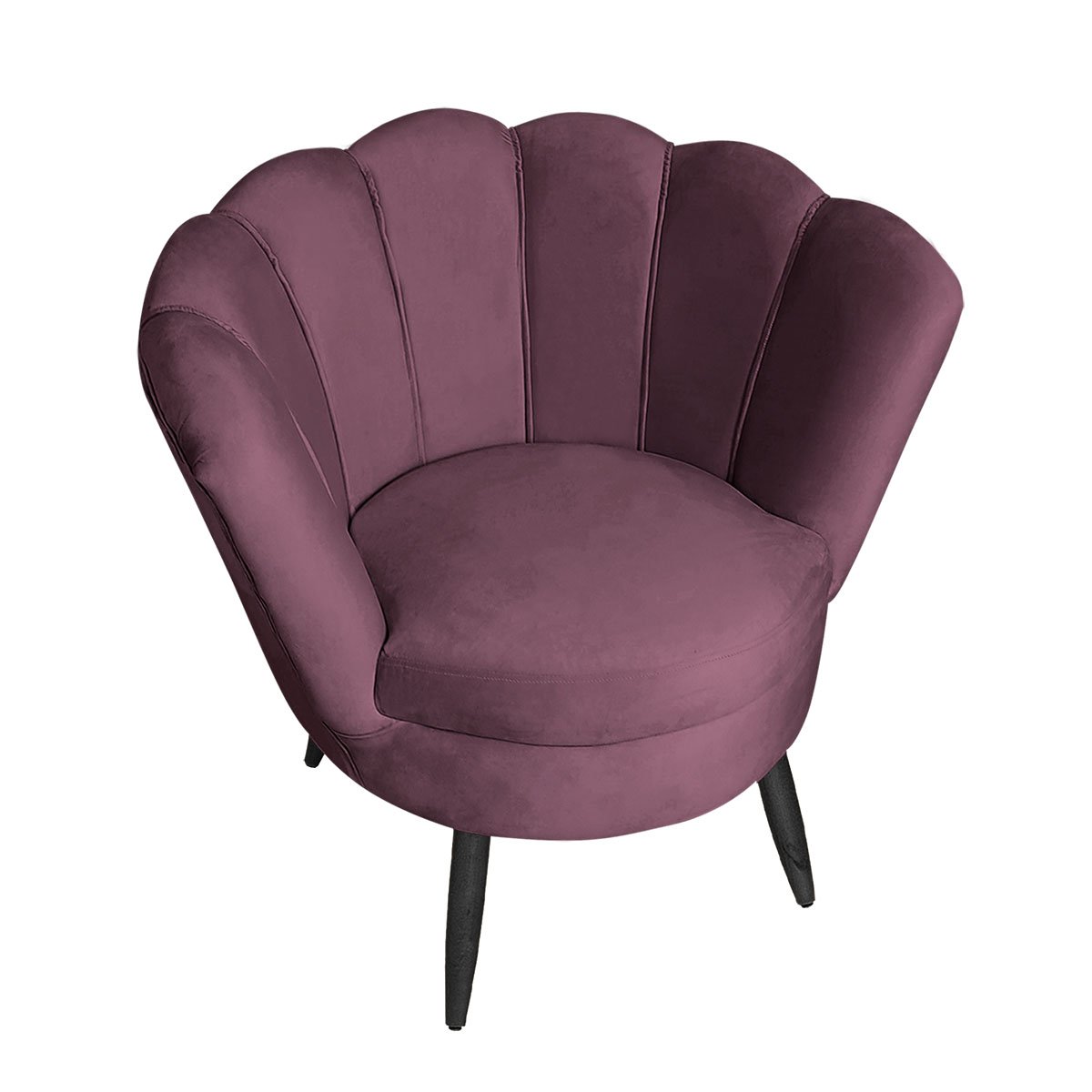 Poltrona Pétala Moderna Luxo Cor Roxo Pé Palito Preto Salão - 4