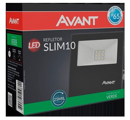 KIT 4 REFLETOR LED SLIM 10W VERDE IP65 AVANT - 2