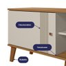 Rack Bancada Denver 160cm Off White/nature para Tv até 65” - Peternella Móveis - 3