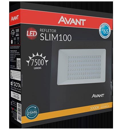 KIT 3 REFLETOR LED SLIM 100W 3000K BRANCO QUENTE IP65 AVANT - 2