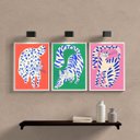 Ver imagem 1 de Kit 3 Quadros Arte Gatos Pintados Coloridos 33x24cm - com Vidro:madeira Branca