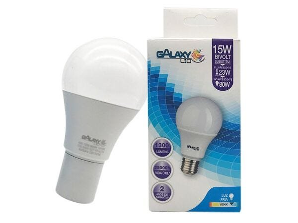 Kit 5 Lâmpadas LED Bulbo 15W 1.300Lm 6500K Branco Frio Galaxy - 2