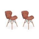 Ver imagem 1 de Kit 02 Cadeiras Charles Eames Eiffel Slim Wood Estofada - Marrom