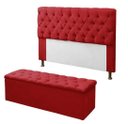 Ver imagem 1 de Kit Cabeceira e Calçadeira Baú Mirage Solteiro 120cm Renascer Decor:Vermelho