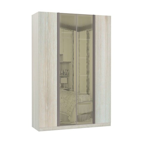 Guarda-roupa Solteiro Luciane 4 Portas 3 Gavetas Prime Plus Alumínio com Vidro Reflecta