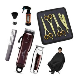 Barbeiro Tesouras Gold 6 Maquinas Corte + Acabamento Kemei - 4