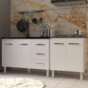 Ver imagem 6 de Armário Cozinha Gabinete Pia de 120 Cm Bruna e Balcão Fran para Cooktop 5 Bocas Branco