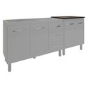 Ver imagem 1 de Armário Cozinha Gabinete Pia de 120 Cm Bruna e Balcão Fran para Cooktop 5 Bocas Branco