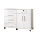 Ver imagem 1 de Cômoda Grande com Rodízios Gran Luxo Gavetas Amplas Alta Capacidade Porta TV e Sapateira - Branco