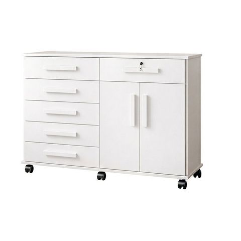 Cômoda Grande com Rodízios Gran Luxo Gavetas Amplas Alta Capacidade Porta TV e Sapateira - Branco