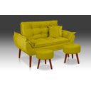 Ver imagem 1 de Kit 01 Namoradeira Opala + 02 Puff Redondo + 02 Almofadas Suede Amarelo- Modena Decor