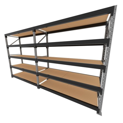 Mini Porta Pallet 200 Kg por Nivel Inicial + Continuação com 5 Niveis Preto com Mdf Cru
