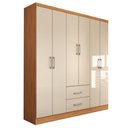 Ver imagem 4 de Guarda-roupa Solteiro Bali 6 Portas 2 Gavetas Cinamomo/off White - Panorama Móveis