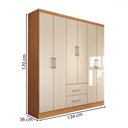 Ver imagem 5 de Guarda-roupa Solteiro Bali 6 Portas 2 Gavetas Cinamomo/off White - Panorama Móveis
