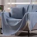 Ver imagem 1 de Manta Decorativa para Sofá Boho Hebrom Azul Fastlar Manta 100% Algodão 140x250cm