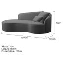 Ver imagem 6 de Divã Recamier Curvo Sala de Estar Inglaterra Lado Esquerdo 150cm Linho Cinza Escuro - Incasa Decor