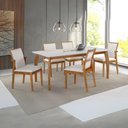 Ver imagem 2 de Mesa Tampo Off-white de Vidro Colado em Base de Madeira Freijó e Pés Medidas1,6x0,90