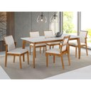 Ver imagem 6 de Mesa Tampo Off-white de Vidro Colado em Base de Madeira Freijó e Pés Medidas1,6x0,90