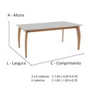 Ver imagem 5 de Mesa Tampo Off-white de Vidro Colado em Base de Madeira Freijó e Pés Medidas1,6x0,90