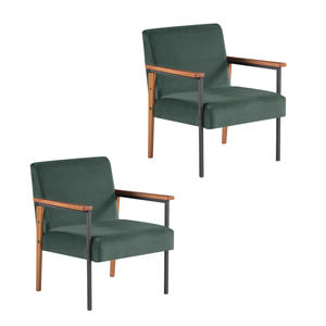 Kit 2 Poltronas Decorativas Trindade Estilo Industrial em Veludo Verde