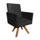 Ver imagem 1 de Poltrona Giratória Nina Suede Preto Base Madeira D'Rossi