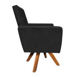 Poltrona Giratória Nina Suede Preto Base Madeira D'Rossi - 2