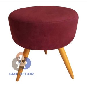 Puff Redondo Pés Palito Vinho / Bordô
