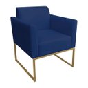 Ver imagem 1 de Poltrona Marisa Suede Azul Marinho Base Metálica Dourado D'Rossi