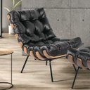 Ver imagem 5 de Kit 2 Poltronas Costela Corano Preto Base de Metal - D'Rossi