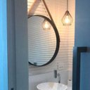 Ver imagem 3 de Espelho Redondo 70 cm Adnet Preto Escandinavo com Alça de Corano D'Rossi