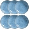 Conjunto 6 Pratos Fundos Cerâmica Azul 830ml Linhas Breeze Porto Brasil Massa Sopa Jantar - 1