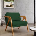 Ver imagem 2 de Kit 3 Poltronas Decorativas Sala Pietra Estrutura de Madeira L02 Suede Verde Musgo - Lyam Decor