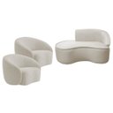 Ver imagem 2 de Kit Divã Recamier Orgânico Marrocos 150cm Lado Esquerdo e 2 Poltronas Amore Linho