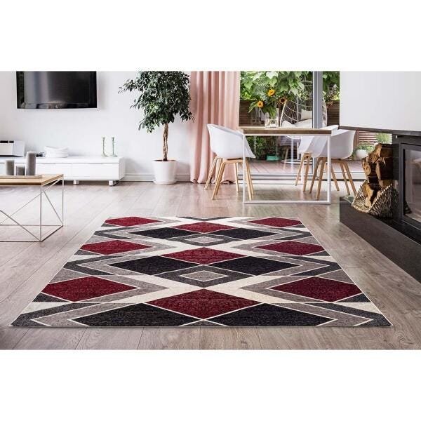 Tapete para Sala Belga Antuérpia 4 Vermelho-Bege 2,50x3,80M - Edantex - 1