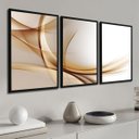 Ver imagem 3 de Kit 3 Quadros Decorativo Abstrato Traços Marrom Formas