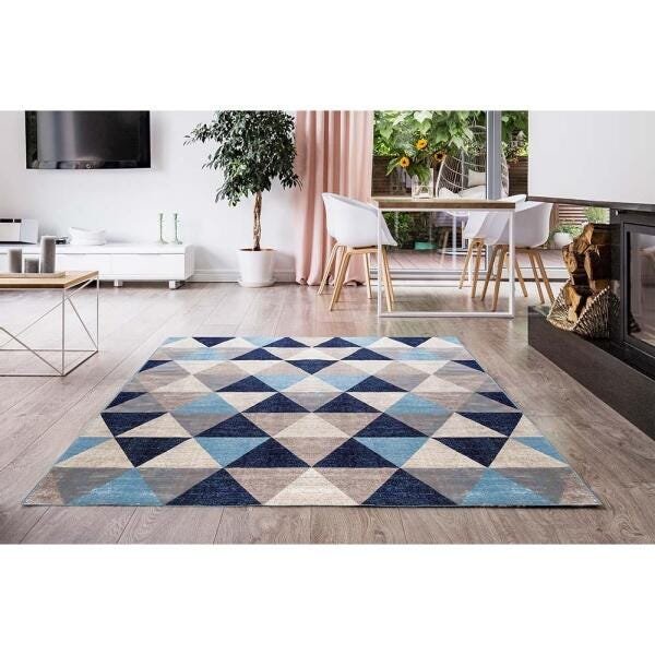 Tapete para Sala Belga Antuérpia 6 Azul-Bege 2,50x3,00M - Edantex - 1