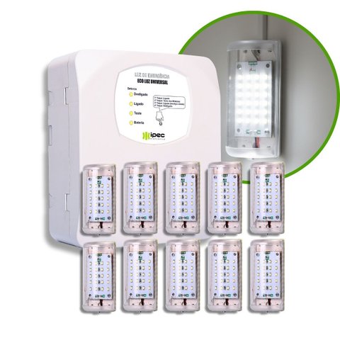 Kit Eco Luz Flutuante + 10 Modulo Luz de Emergencia Branco