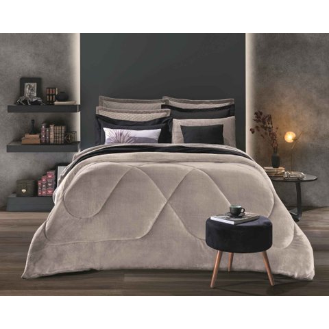Edredom Plush Inove Liso Casal Cevada Hedrons